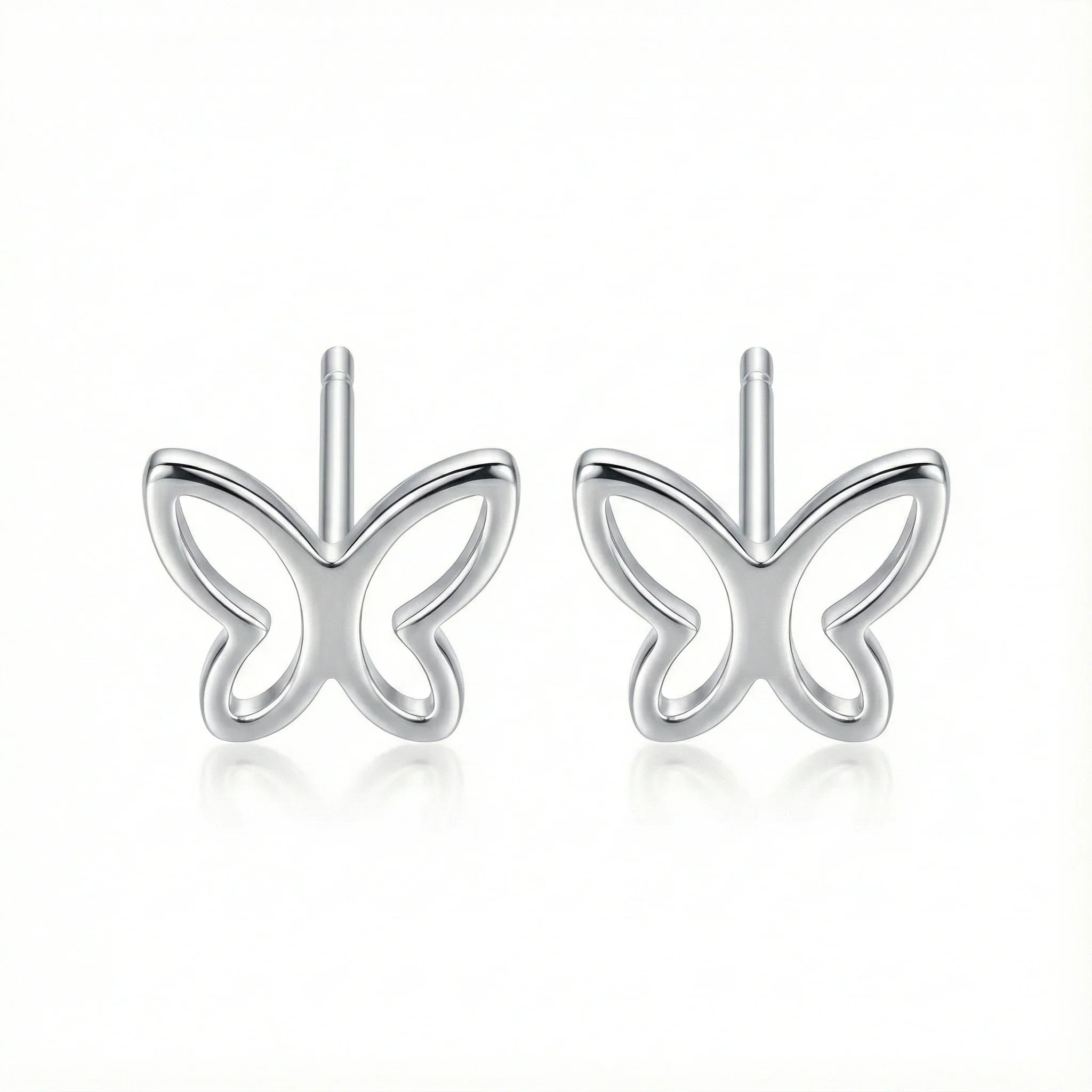 Paires de puces d'oreilles papillon ajouré en argent 925 sterling (massif), design minimaliste et brillant